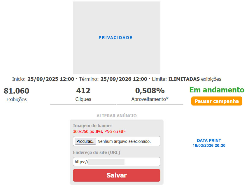 Painel da campanha